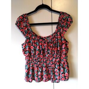 Old Navy Women's Ditsy Floral Milkmaid Top Size XL Cottage Coquette Regency Boho